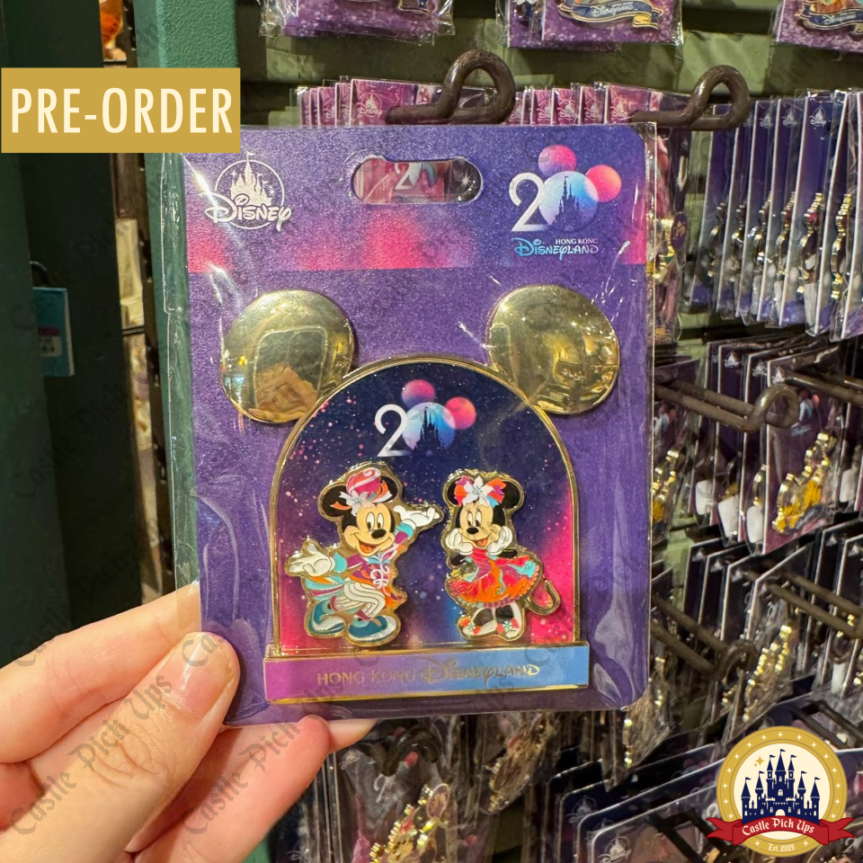 Mickey and Minnie Jumbo Pin Hong Kong Disneyland 20th Anniversary