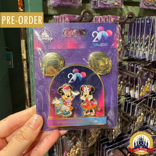 Mickey and Minnie Jumbo Pin Hong Kong Disneyland 20th Anniversary